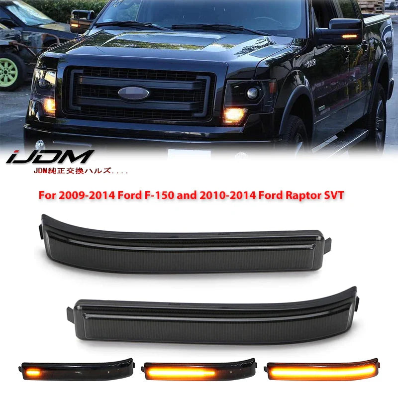 LED Dynamic Side Mirror Turn Signal Lights For Ford F150 F-150 2009-2014 SVT Raptor 2010-2014 Sequential Lamp Blinker Indicator