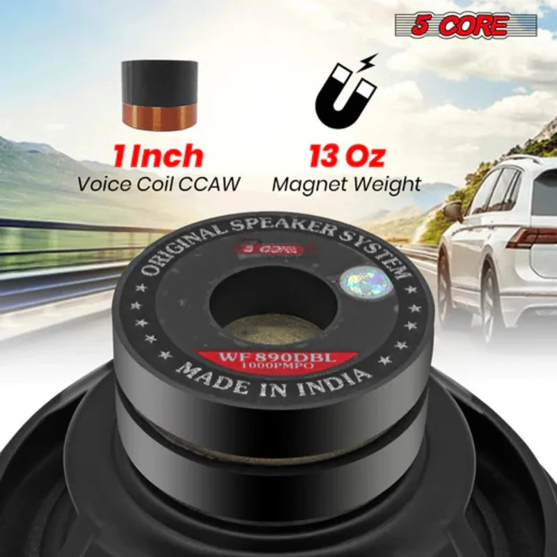 5 Core 8 Inch Subwoofer Speaker 1000W PMPO 4Ohm Replacement Car Bass Sub Woofer WF 890 DBL