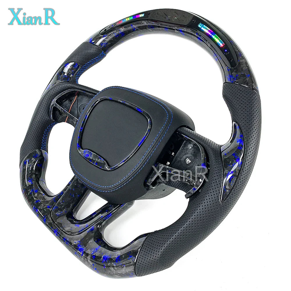 Car Interior Accessories for Dodge Challenger Charger Custom LED Blue Forged Carbon Fiber Steering Wheel for Jeep Cherokee