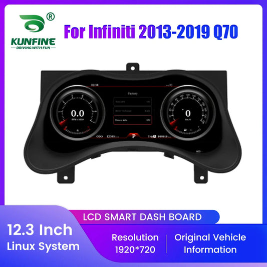 12.3" LCD Car Digital Dashboard Cluster For Infiniti Q70 2013-2019 Virtual Instrument Panel Speedometer Cockpit Meter Upgrade