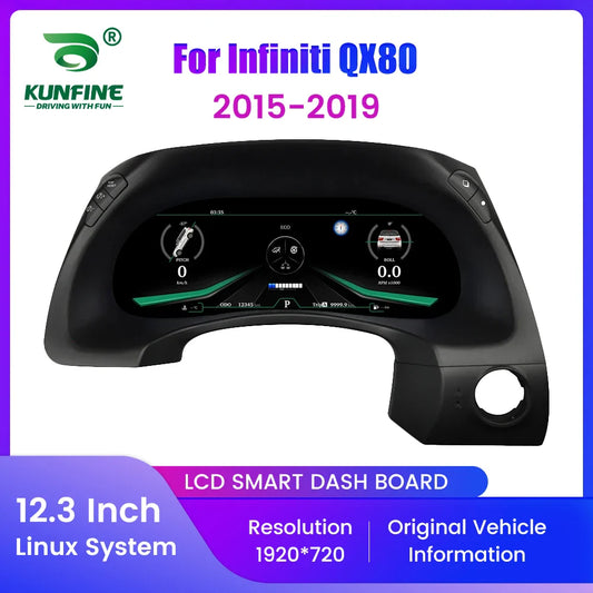 12.3" LCD Car Digital Dashboard Cluster For Infiniti QX80 Meter 2015-2019 Virtual Instrument Panel Speedometer Cockpit Upgrade
