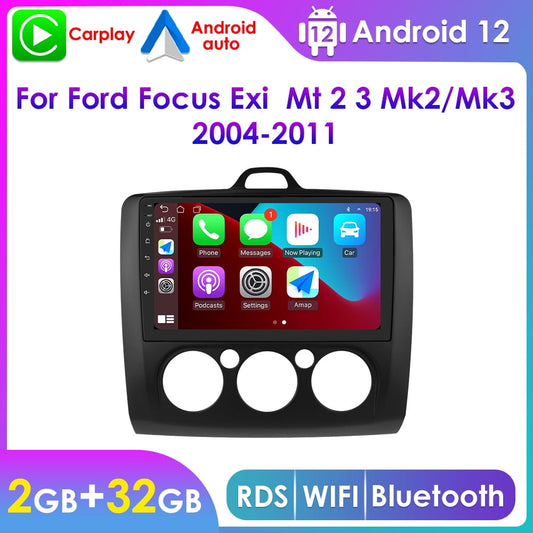 Android 12.0 Wifi 2+32GB 9" Touchscreen Carplay Car Radio Stereo Head Unit GPS Navigation Player For Ford Focus Exi MT 2 3 Mk2 MK3 2004-2011