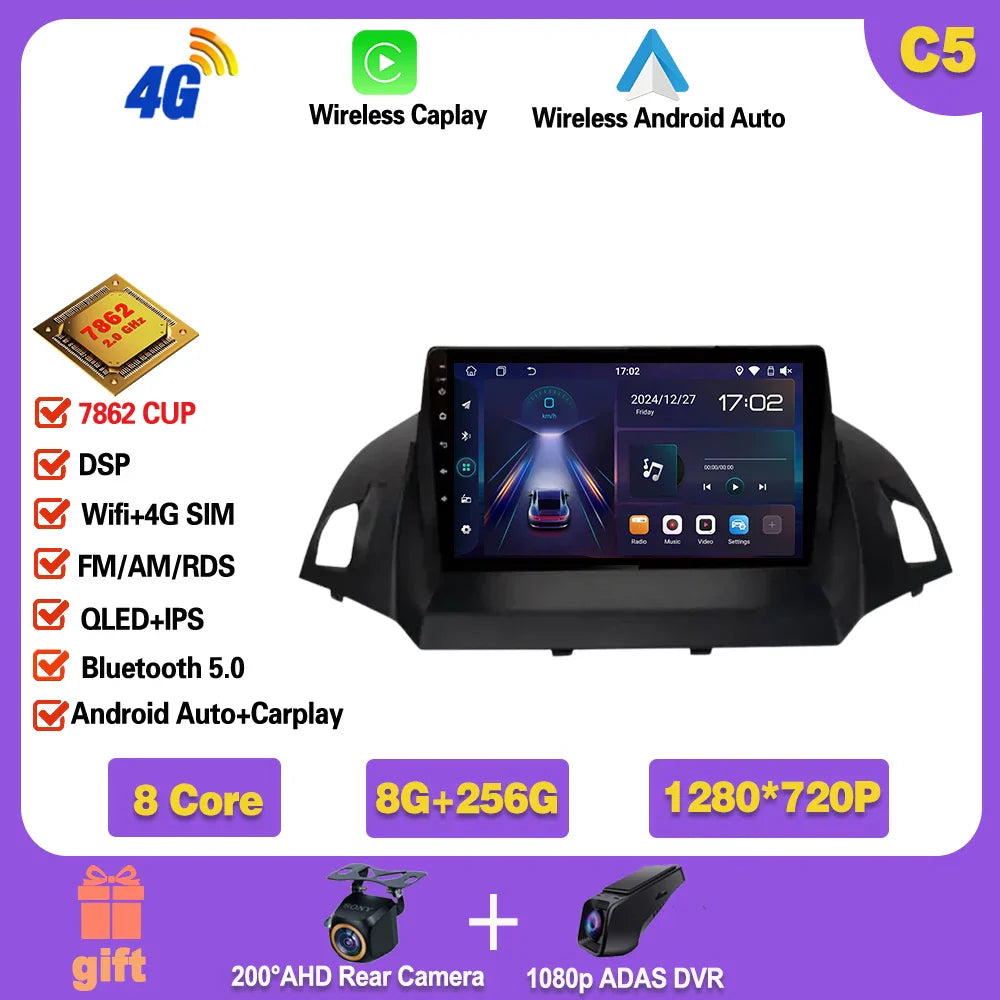 Android 14 For Ford Kuga 2 Escape 3 2012 - 2019 Car Stereo Unit Multimedia Radio Video Player GPS Wireless Carplay No 2din Ferrari Android host