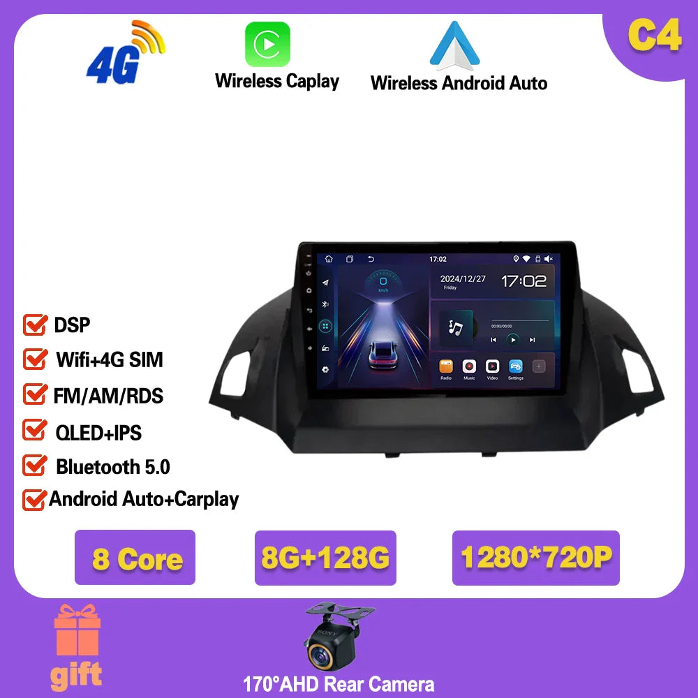 Android 14 For Ford Kuga 2 Escape 3 2012 - 2019 Car Stereo Unit Multimedia Radio Video Player GPS Wireless Carplay No 2din Ferrari Android host