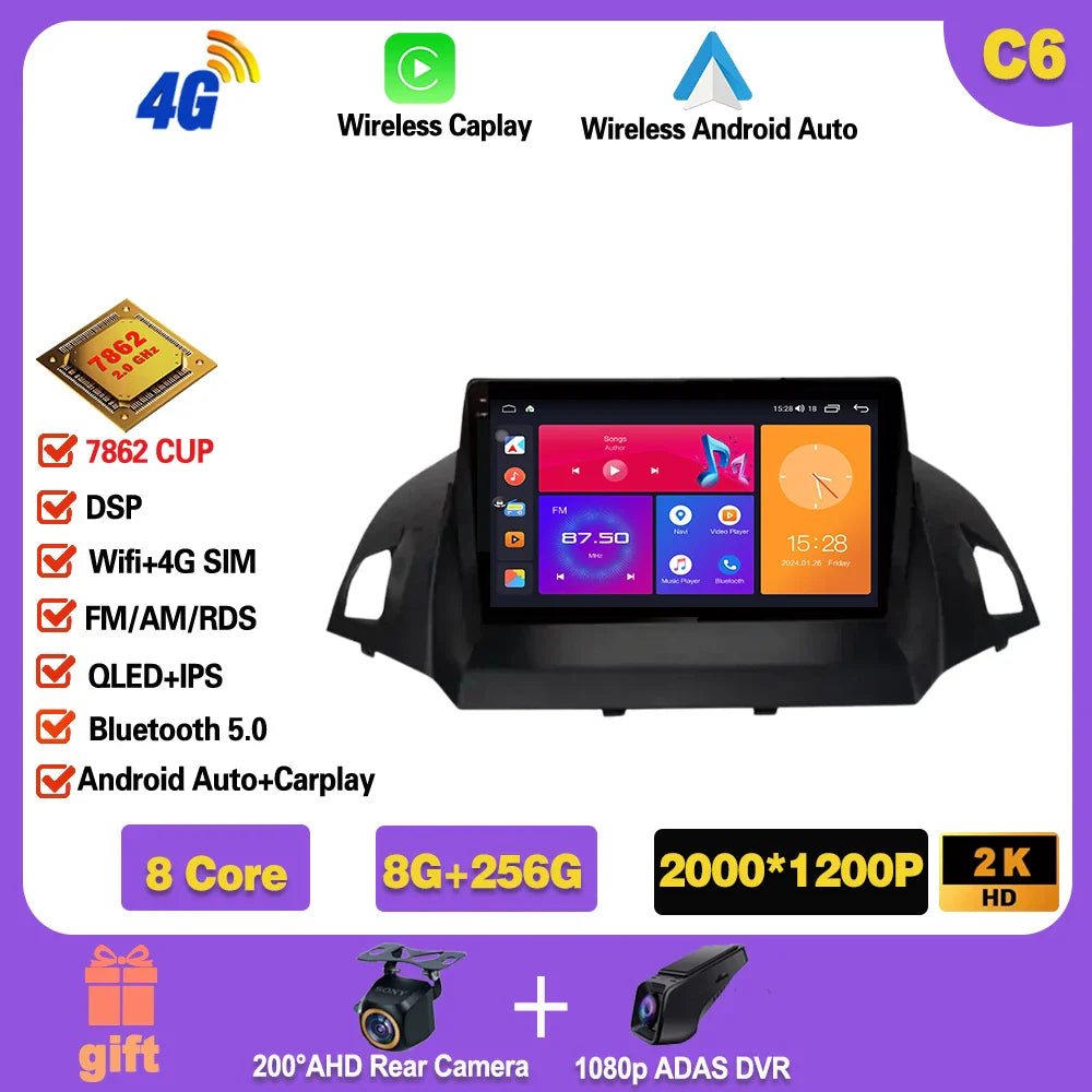 Android 14 For Ford Kuga 2 Escape 3 2012 - 2019 Car Stereo Unit Multimedia Radio Video Player GPS Wireless Carplay No 2din Ferrari Android host