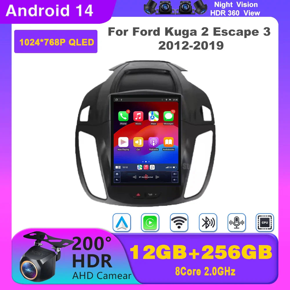 Android 14 For Ford Kuga 3 Escape 3 2012-2019 9.7 inch Car Radio Multimedia Video Player Stereo Navigation GPS WIFI Carplay Ferrari Android host