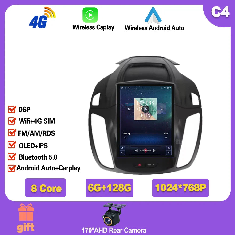 Android 14 For Ford Kuga 3 Escape 3 2012-2019 9.7 inch Car Radio Multimedia Video Player Stereo Navigation GPS WIFI Carplay Ferrari Android host