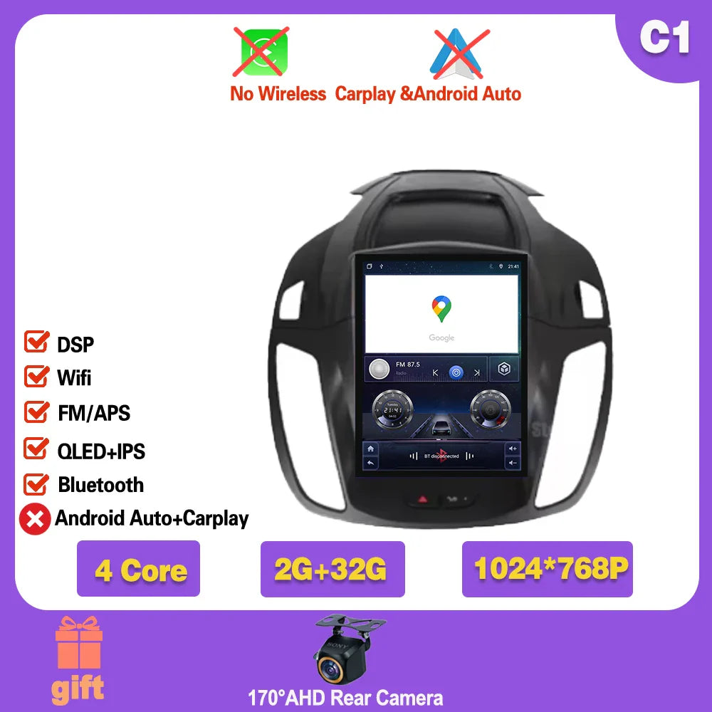 Android 14 For Ford Kuga 3 Escape 3 2012-2019 9.7 inch Car Radio Multimedia Video Player Stereo Navigation GPS WIFI Carplay Ferrari Android host
