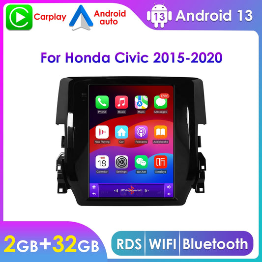 Apple Carplay Android 13 Bluetooth 2+32GB Wifi RDS 9.7" Touch Screen Car Stereo Radio Head Unit GPS Navigation Player For Honda Civic 2015 2016 2017 2018 2019 2020 Honda Android host