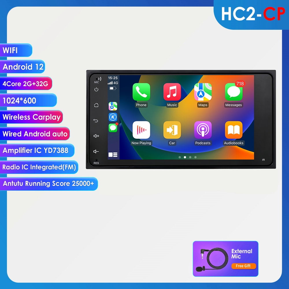 Toyota Android Head Unit Bluetooth Android 12 Carplay 2+32GB Car Stereo Radio Head Unit GPS Navigation For Toyota RAV4 Prado Corolla Hilux Tundra Camry