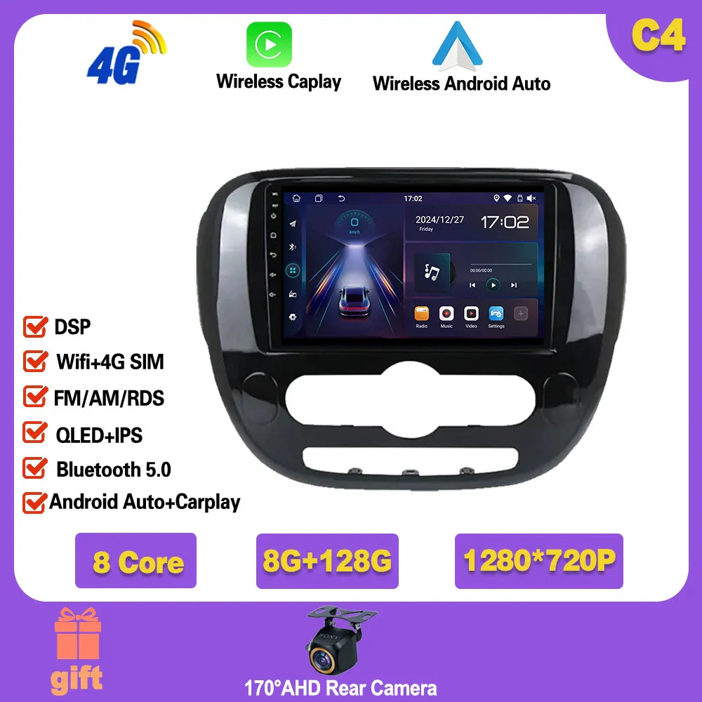 Carplay Auto WiFi For Kia Soul 2 PS 2013 - 2019 Android 14 Car Radio Multimedia Video Player Navigation GPS No 2din 2 din dvd Ferrari Android host