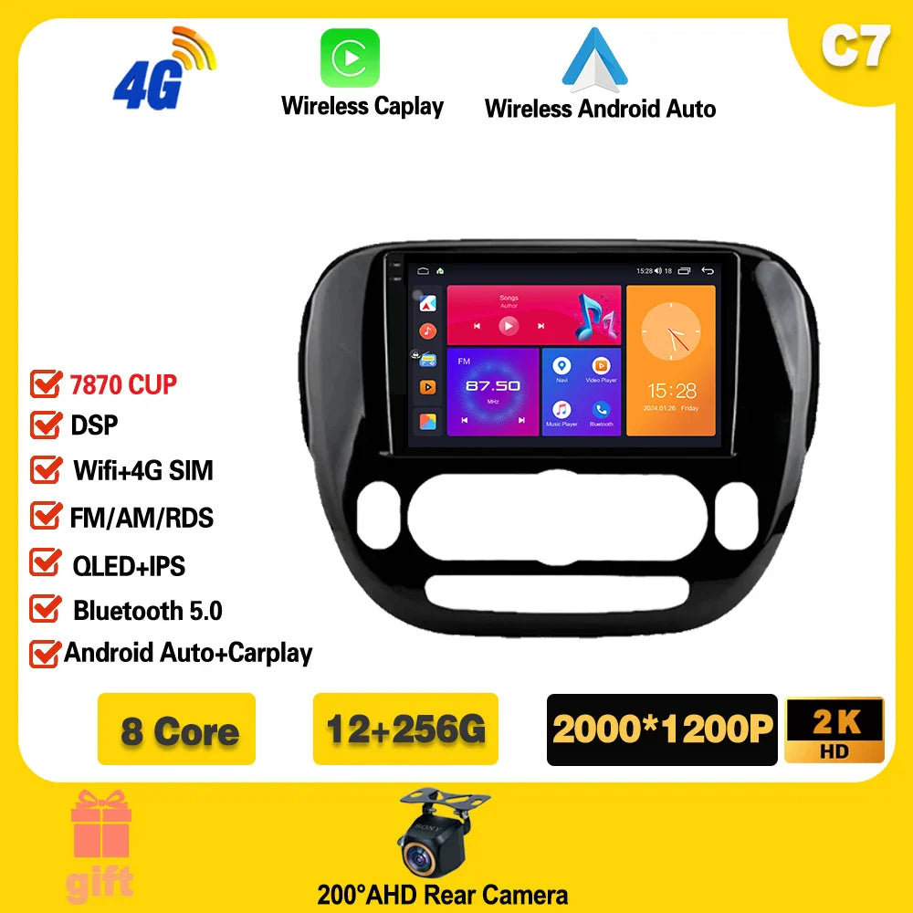 Carplay Auto WiFi For Kia Soul 2 PS 2013 - 2019 Android 14 Car Radio Multimedia Video Player Navigation GPS No 2din 2 din dvd Ferrari Android host