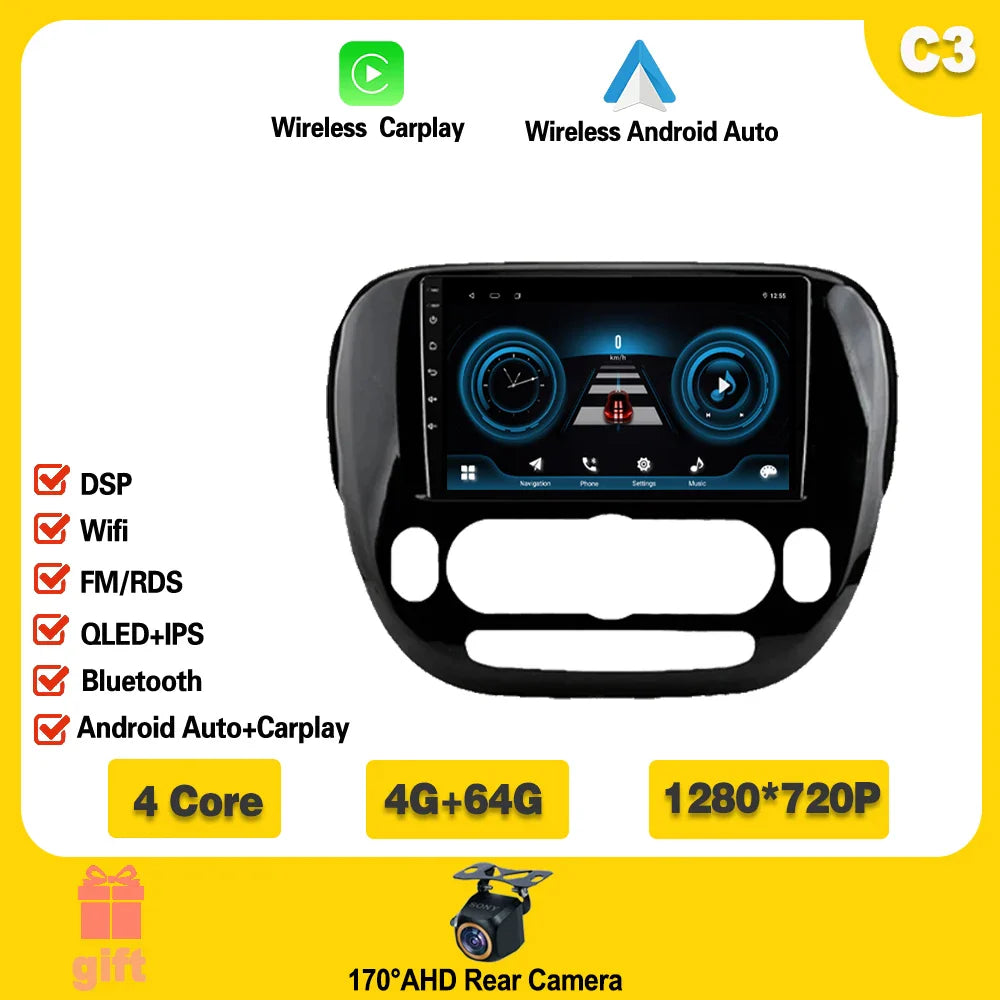 Carplay Auto WiFi For Kia Soul 2 PS 2013 - 2019 Android 14 Car Radio Multimedia Video Player Navigation GPS No 2din 2 din dvd Ferrari Android host