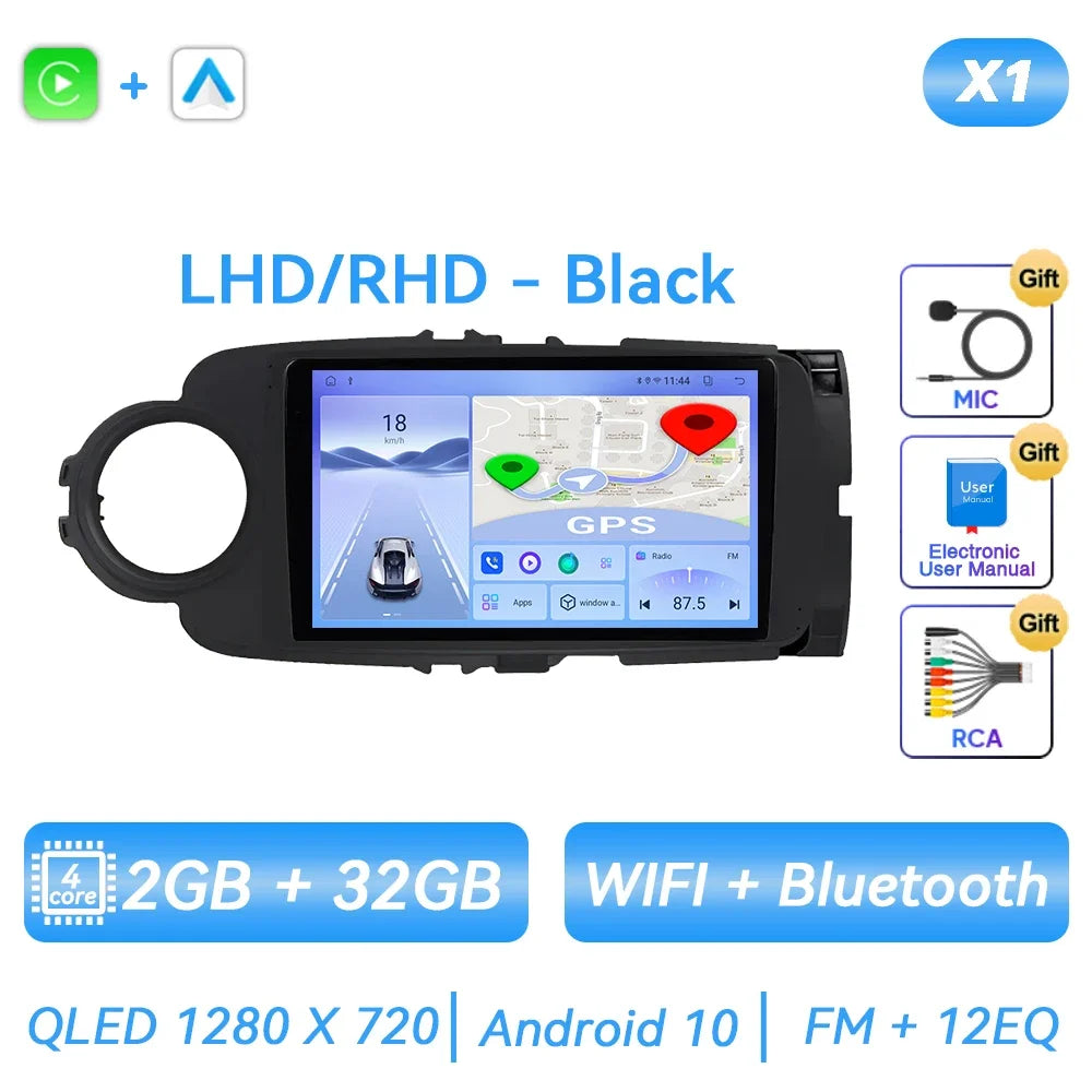For Toyota Yaris 2012 - 2017 Android Car Radio Multimedia Video Player GPS Navigation Carplay QLED Touch Screen Auto Stereo DSP Ferrari Android host