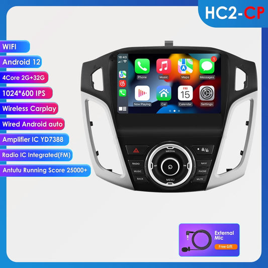 GPS Navigation Android 12 Carplay 2+32GB Wifi Bluetooth Car Stereo Radio Head Unit For Ford Focus 2012-2017 2013 2014 2015