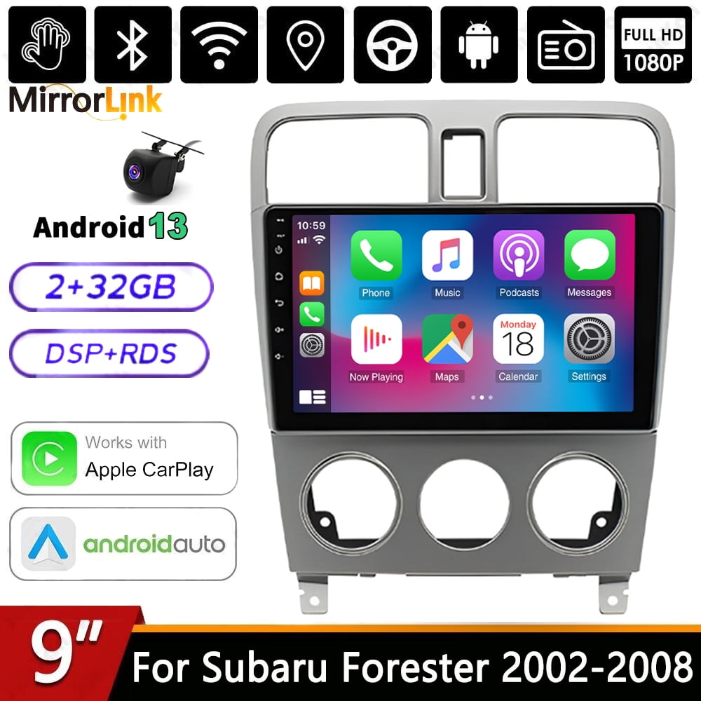 Guwzn Car Stereo Radio for Subaru Forester 2002-2008 9" Touchscreen 2+32G Vehicle GPS Navigation Wireless CarPlay Android Auto