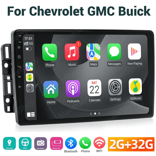 Guwzn Universal Car Stereo Radio for Chevrolet GMC 10.1" Touchscreen 2+32G Vehicle GPS Navigation Wireless CarPlay Android Auto