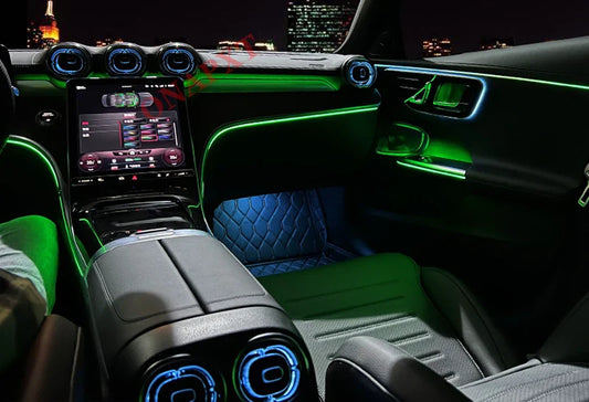 64-Color For Benz C class W206 GLC W254 X254 Car Decorative Atmosphere Lamp Strips MB LED Air Vent Nozzle Neon Ambient Light