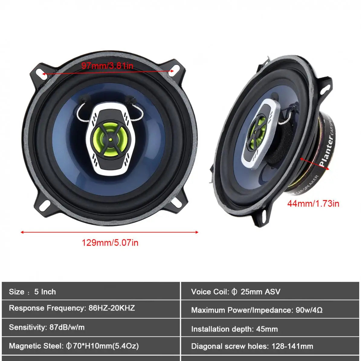Coaxial Speakers 5 Inch 500W 2 Way Car Coaxial Auto Audio Music Stereo Full Range Frequency Hifi Speakers Non Destructive