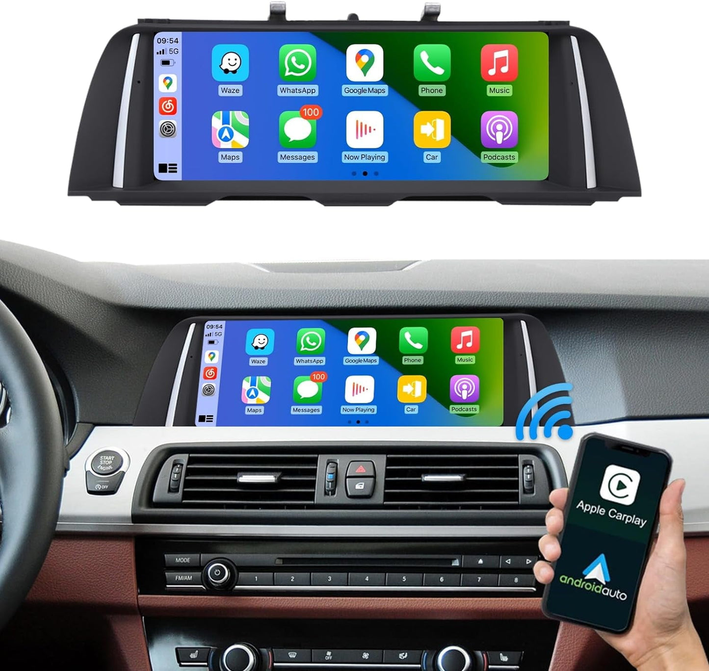 BMW Road Top Wireless Carplay & Android Auto, 10.25 Inch Car Stereo Receiver for BMW 5 Series F10/F11/F18 2012-2016 Year with NBT System, Car Touchscreen Multimedia Radio Receiver with Mirrorlink