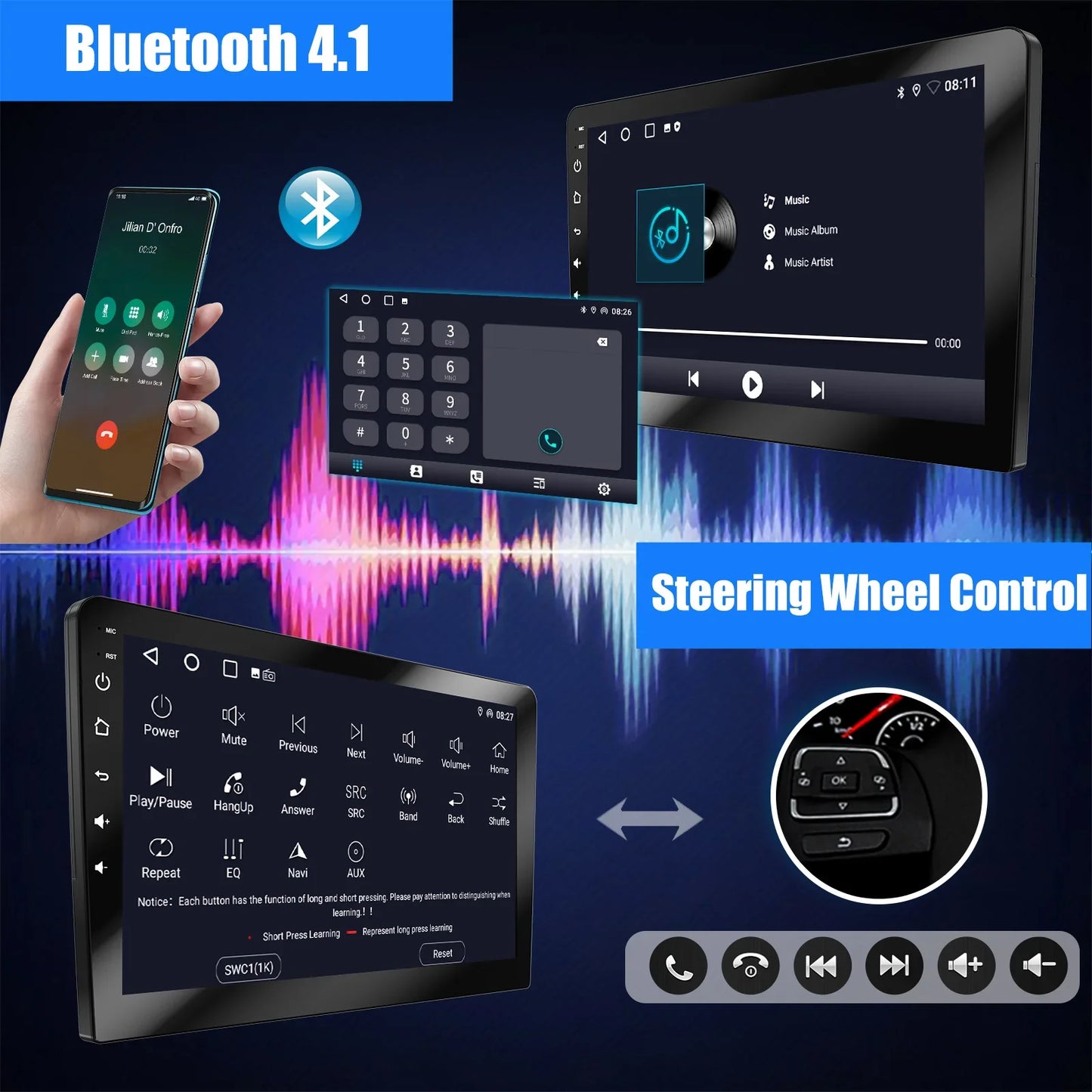 ESSGOO 10.1" Android 14 Car Stereo Radio For Ford Mustang 2010-2014 Carplay/Android Auto Touchscreen GPS Nav BT FM USB SWC
