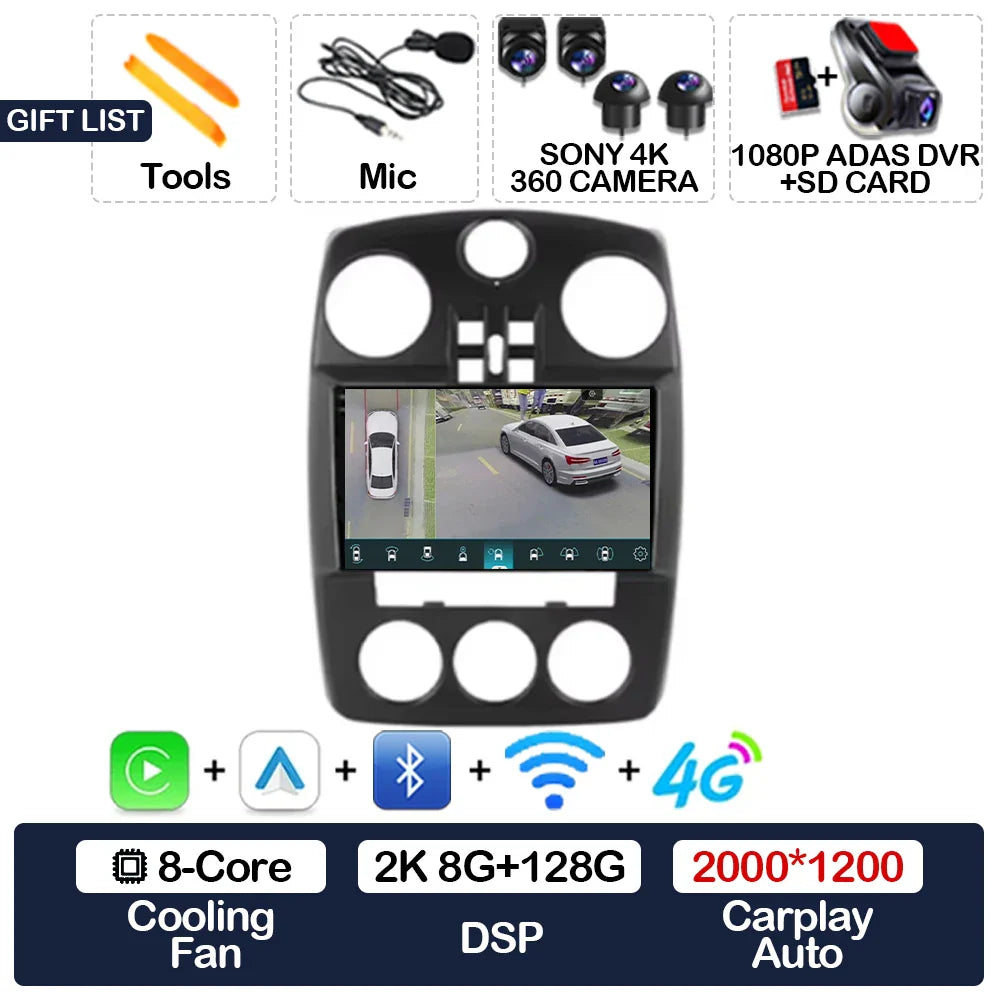 Android 15 Car Radio For Chrysler PT Cruiser 2000 - 2010 GPS NAVI BT 4G LTE 5G WIFI Multimedia Stereo Video Player Qualcomm 2DIN