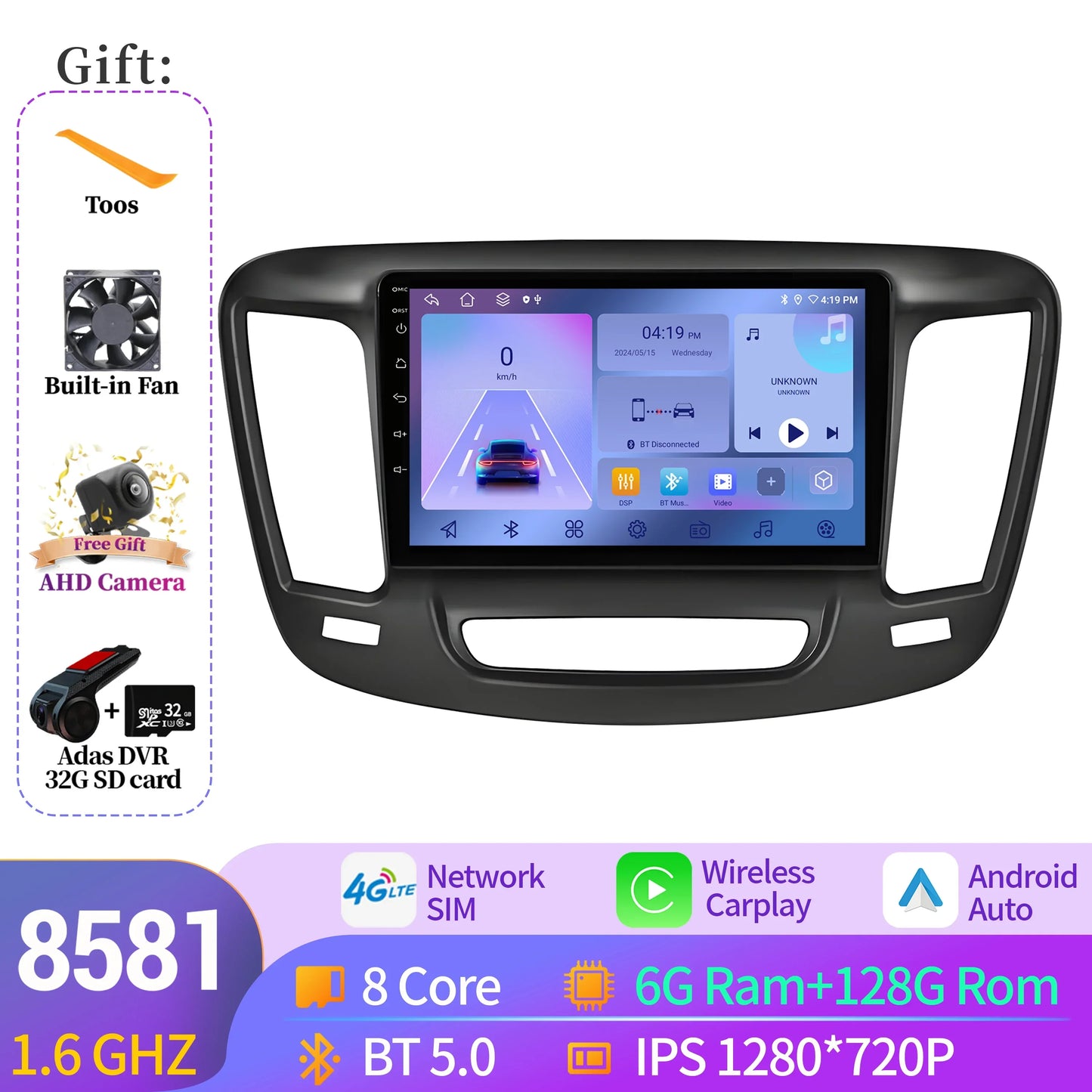 For Chrysler 200 200C 200S 2015-2019 Android 14 Car Radio Stereo Multimedia Navigation Carplay WIFI 4G 5G BT 2K QLED Screen