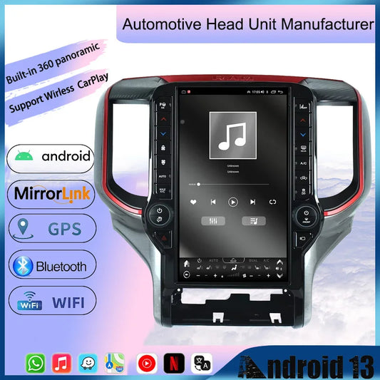 Android 13 Car Radio For Dodge Ram 2019 - 2024 Carplay GPS Navigation Multimedia Video Player 13.6 Inch Touch Screen Head Unit