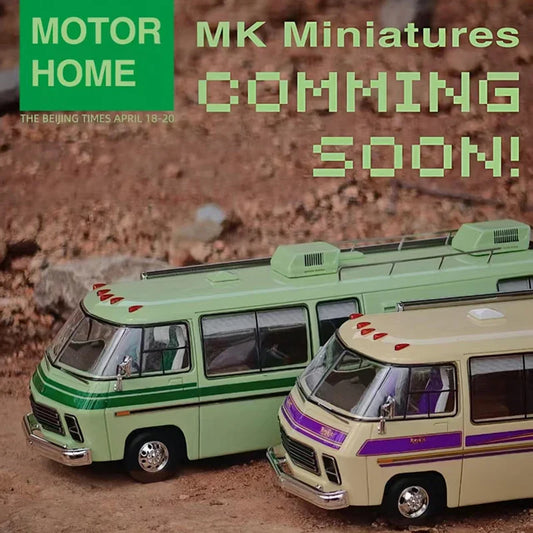 MK Miniatures 1:64 GMC Motorhome HEC Caravan Limited Edition Beijing Exhibition Exclusive Resin Model Long Body RV Collectible