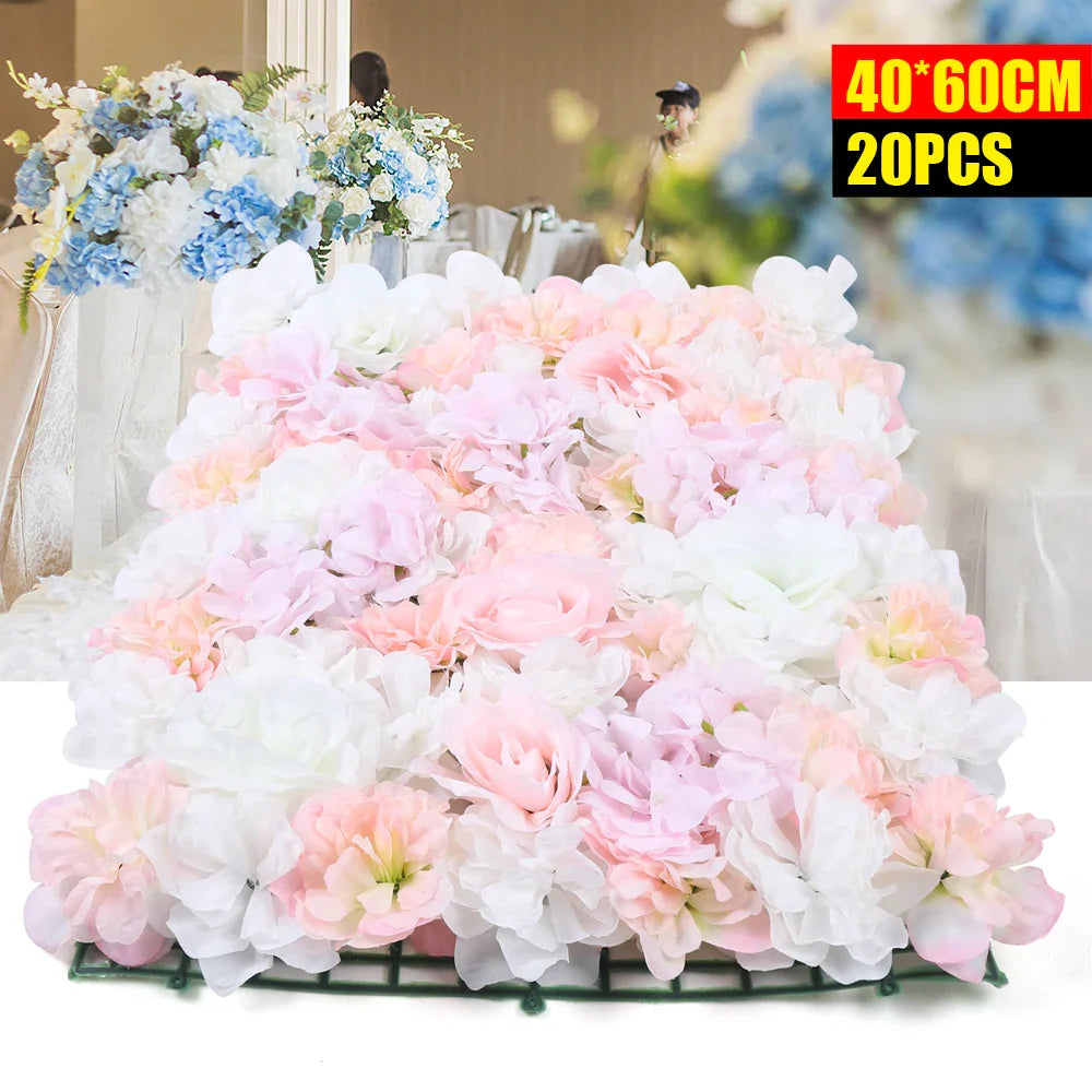 Romantic Flower Wall for Background Decoration, Silk Material, 60x40cm Panels, Easy to Link with Cable Ties, Perfect for