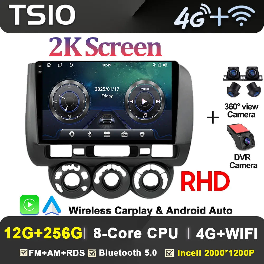 Android 14 Car Radio Multimedia Player For HONDA FIT JAZZ 2002 2003 - 2007 LHD RHD Carplay Autoradio GPS Navi 5G Wifi Bluetooth