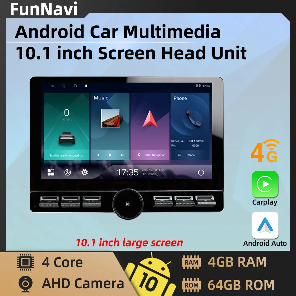 10.1 Inch Android 10 2 Din Car Radio Multimedia Large Screen Head Unit Carplay Android Auto Navigation GPS WiFi FM
