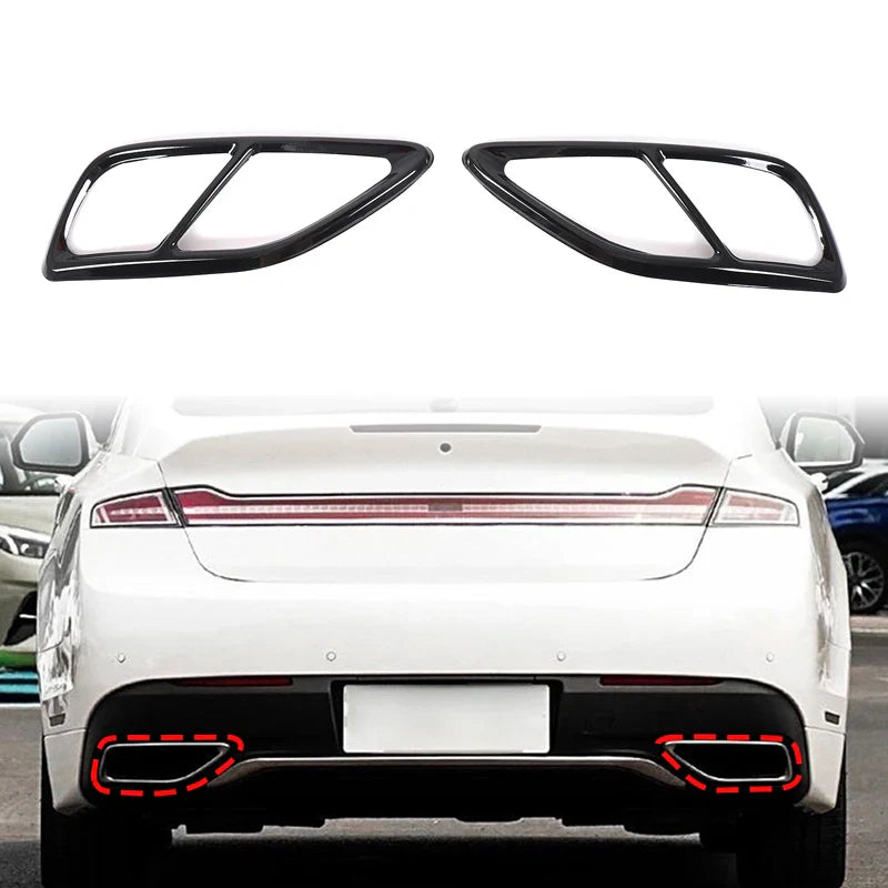 For Lincoln MKZ 2017-2021 Accessories Chrome Steel Rear Tail Exhaust Muffler Tip Pipe Frame 2x