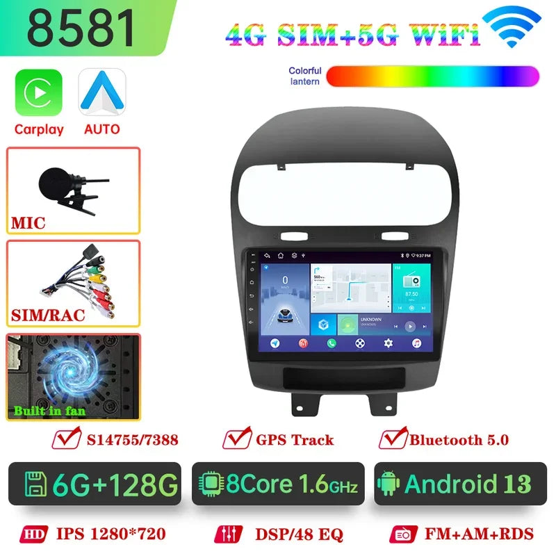 Android 14 Car Radio For Dodge Journey For Fiat Freemont 2012-2020 CarPlay Auto WiFi 5 4G Car Multimedia GPS DVR autorad