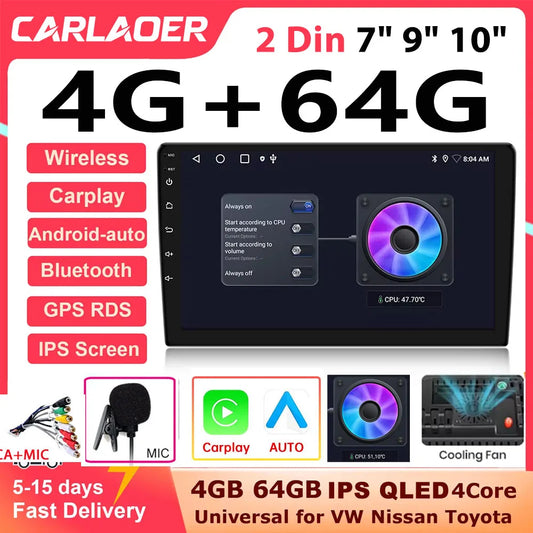 2 din Car play Android Radio Multimedia 7 9 10 inch CarPlay Android 13 Auto  stereo receiver Player 2DIN GPS 4G 64G