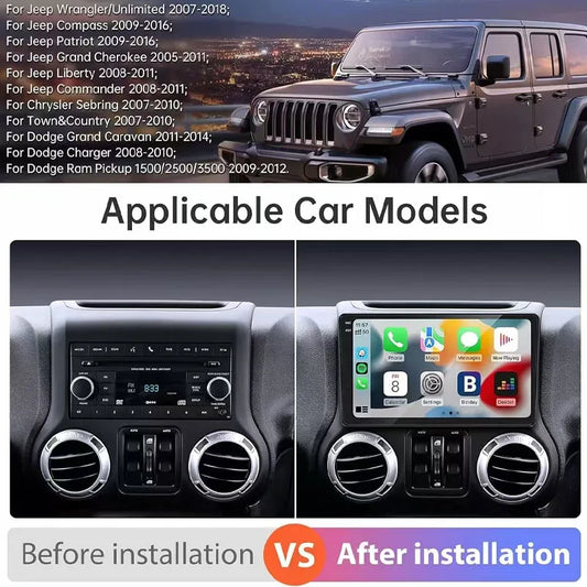 10" 6+128G For 2007-2017 Jeep Wrangler JK Dodge chrysler Car Stereo Radio Apple Carplay Android 13 FM AM BT Head Unit