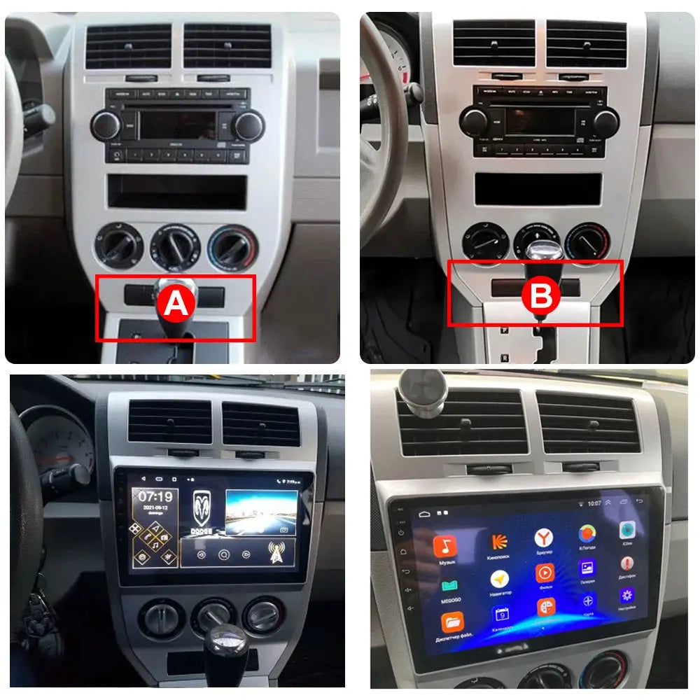 Android 14 Car For Dodge Caliber 2007-2010 For Jeep compass MK 2007-2009 stereo Radio Wireless Carplay Android Auto Radio Stereo