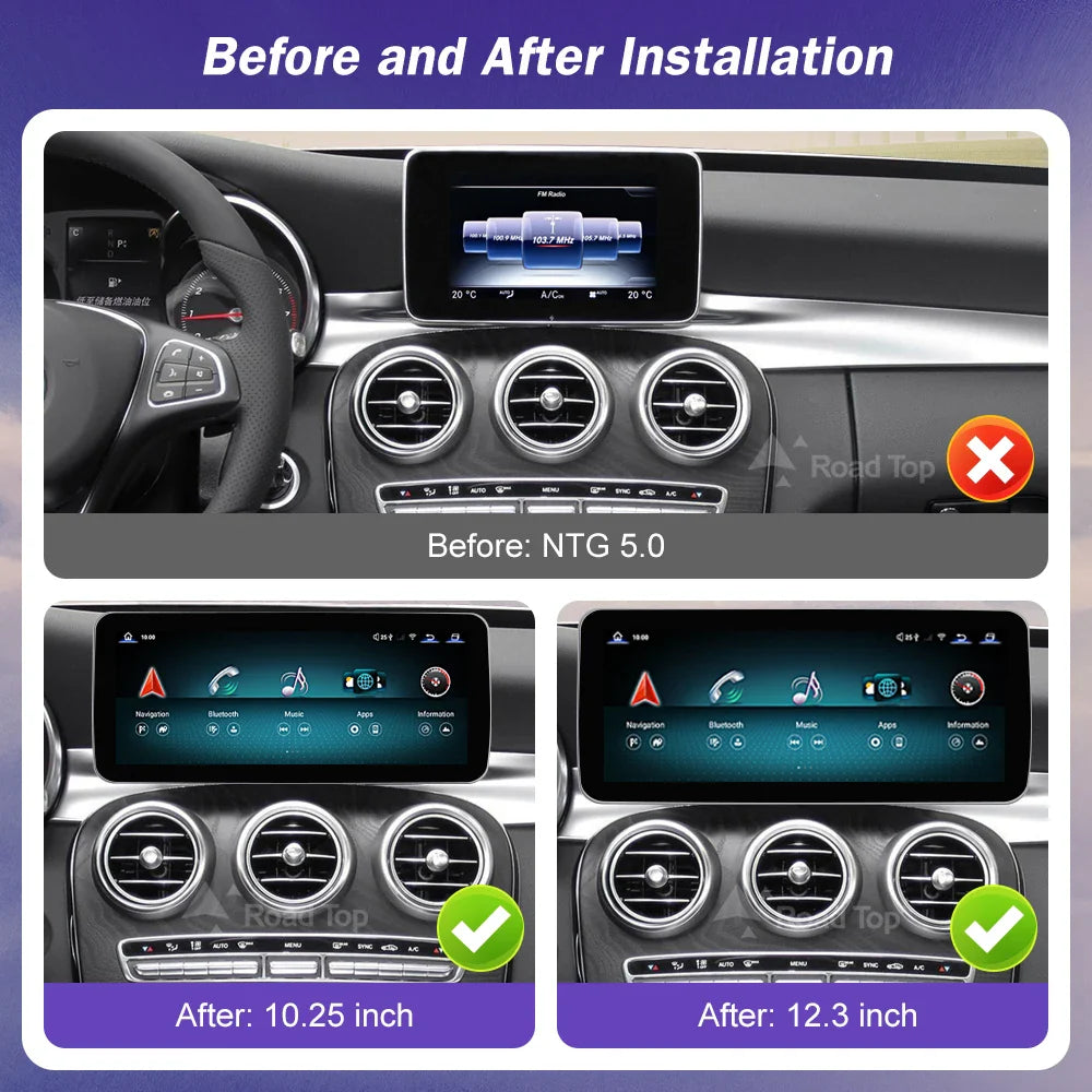 Android 13 Touch Screen for Mercedes Benz W205 GLC C V Class W447 GLA CLA 2015-2019 GPS With Carplay Android Auto Car Radio