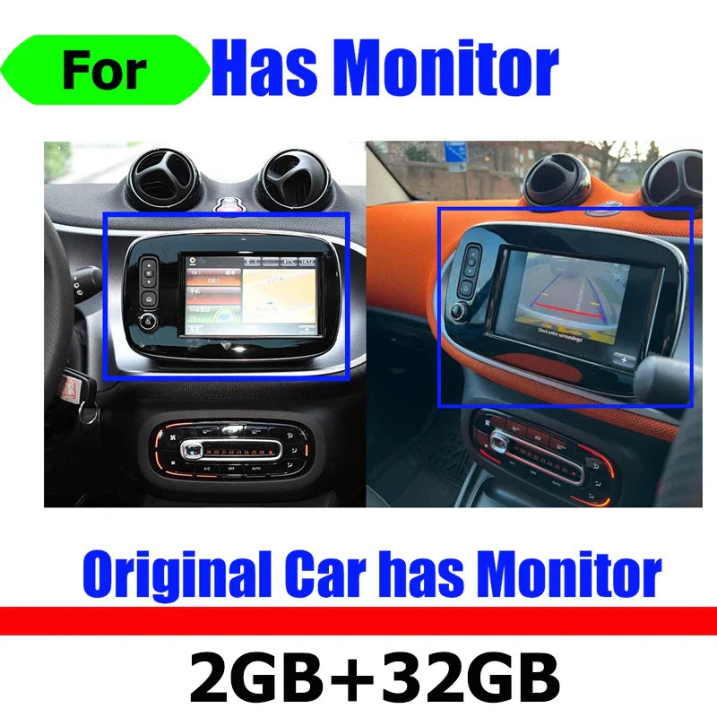 8“ Android 14 CarPlay GPS Navigation Player Head Unit For Mercedes Benz Smart 453 Fortwo Forfour 15-19 Radio Stereo Multimedia