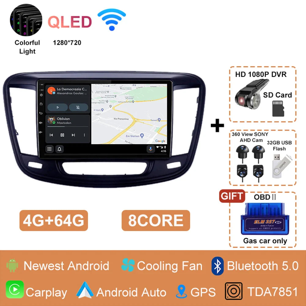 For Chrysler 200 200C 2015 - 2019 Android 14 Radio Video Player Car Autoradio Multimedia Screen Stereo Carplay Navigation