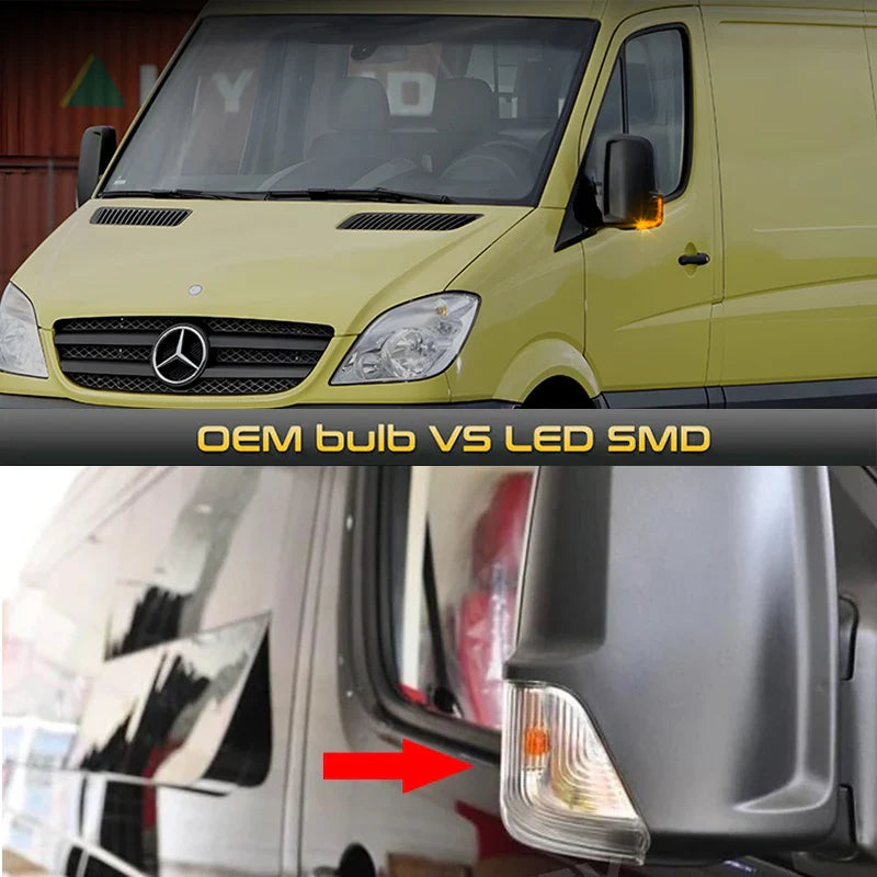 2Pcs Canbus LED Dynamic Side Mirror Lights Turn Signal Blinker Lamps For Mercedes Benz Sprinter W906 Volkswagen Crafter 06-2021