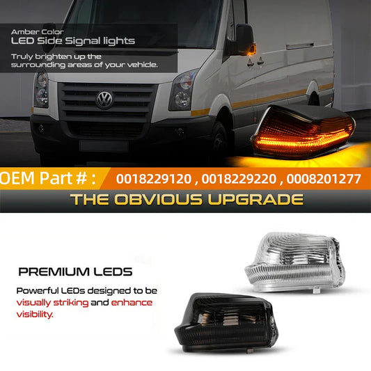 2Pcs Front LED Dynamic Side Mirror Light Turn Signal Lamp For VW Crafter Mercedes Sprinter 2006-2017 0018229020