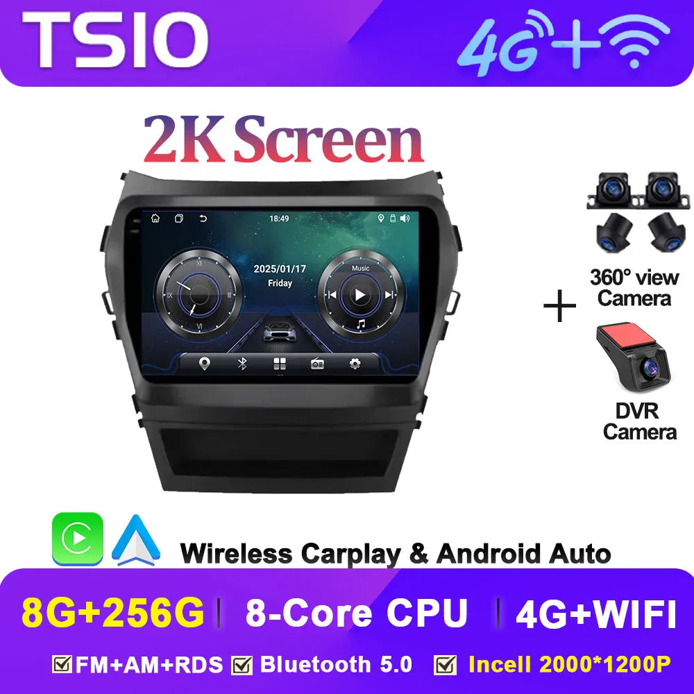 Car Multimedia Video Radio Player For Hyundai Santa Fe IX45 2013 - 2017 Wireless Android Auto CarPlay 8 Core GPS Navigation BT