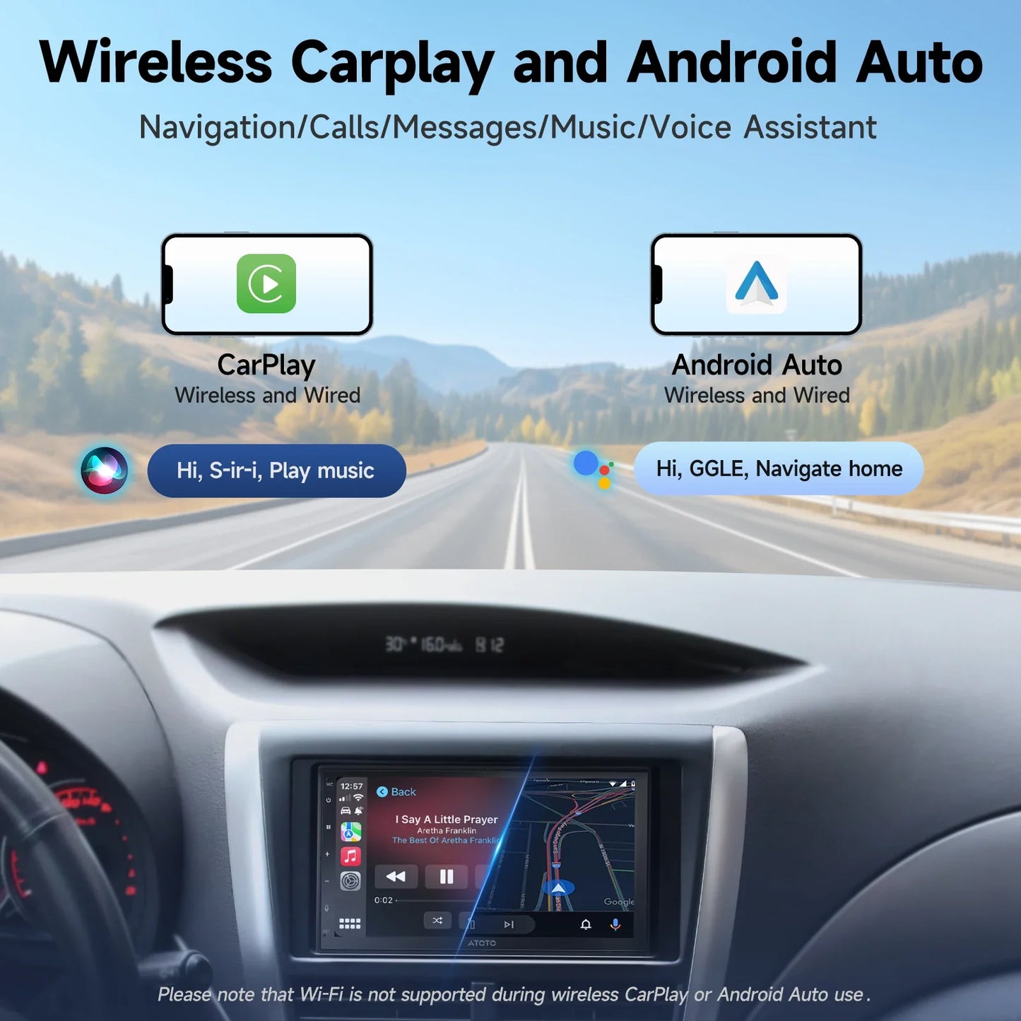 ATOTOZONE 7/9/10 Inch Android Car Stereo Double Din 1280x720IPS Touchscreen FM GPS WiFi Wireless CarPlay/Android Auto AHD Camera
