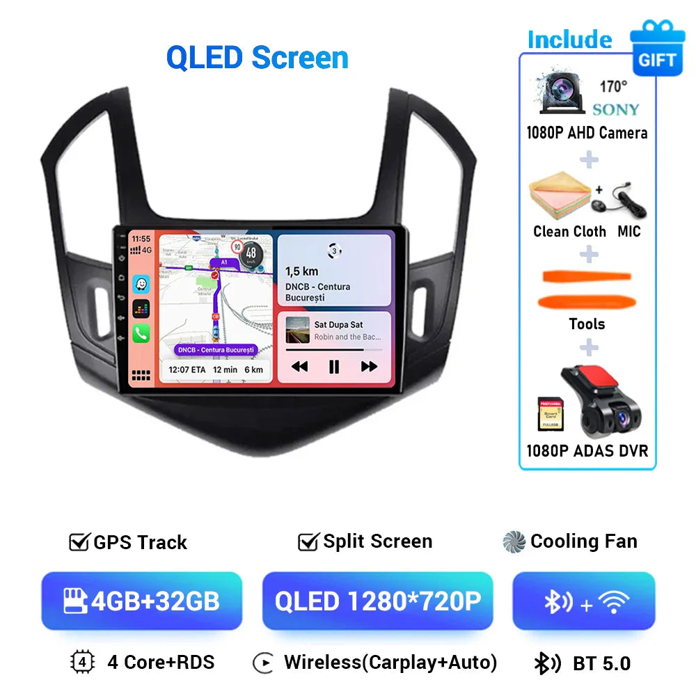 9" Android 15 Car Radio Video Player For Chevrolet Cruze J300 J308 2012 2013 2014 2015 GPS DSP Serero Auto Carplay 8G 1256G