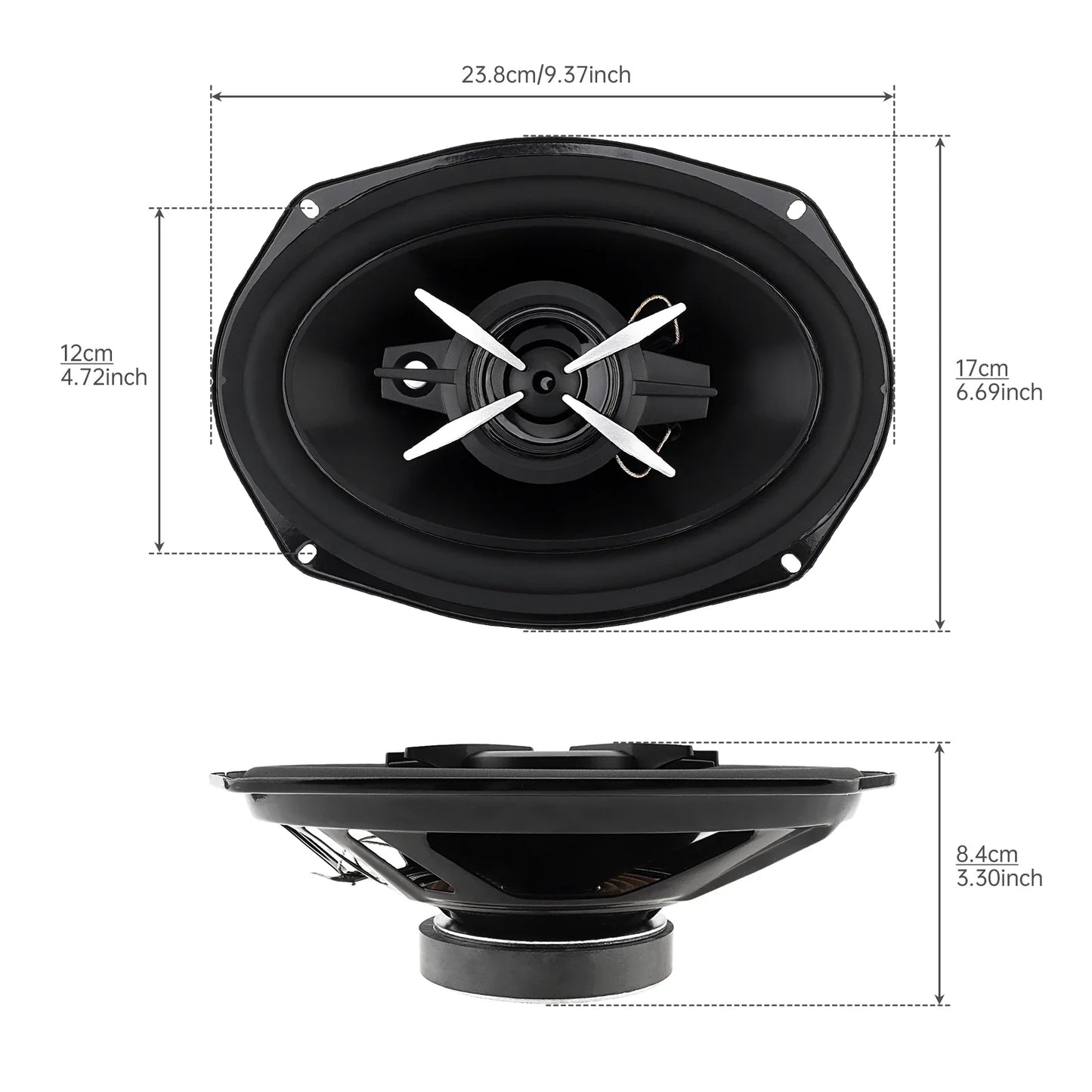 2pcs 12V 6 x 9 Inch Car HiFi Full Range Frequency Speakers Universal 3 Way Coaxial Speakers