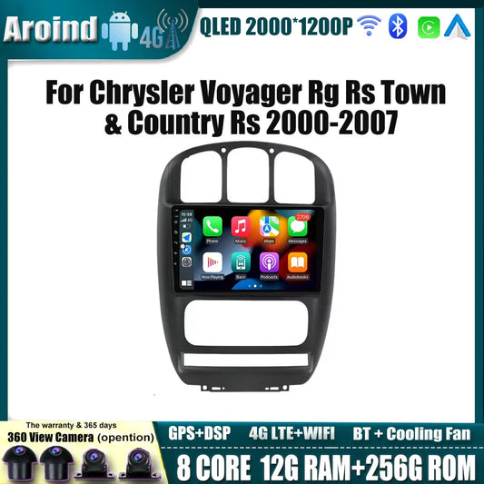 Wireless Carplay Android Auto Screen For Chrysler Voyager Rg Rs Town  & Country Rs 2000-2007 Multimedia Player Stereo Tools 4G
