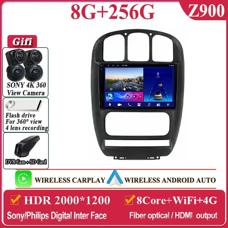 Auto Radio Android 14 For Dodge Caravan 4 For Chrysler Grand Voyager RS 2000 - 2012 Car Multimedia Player Navigation Screen DVD