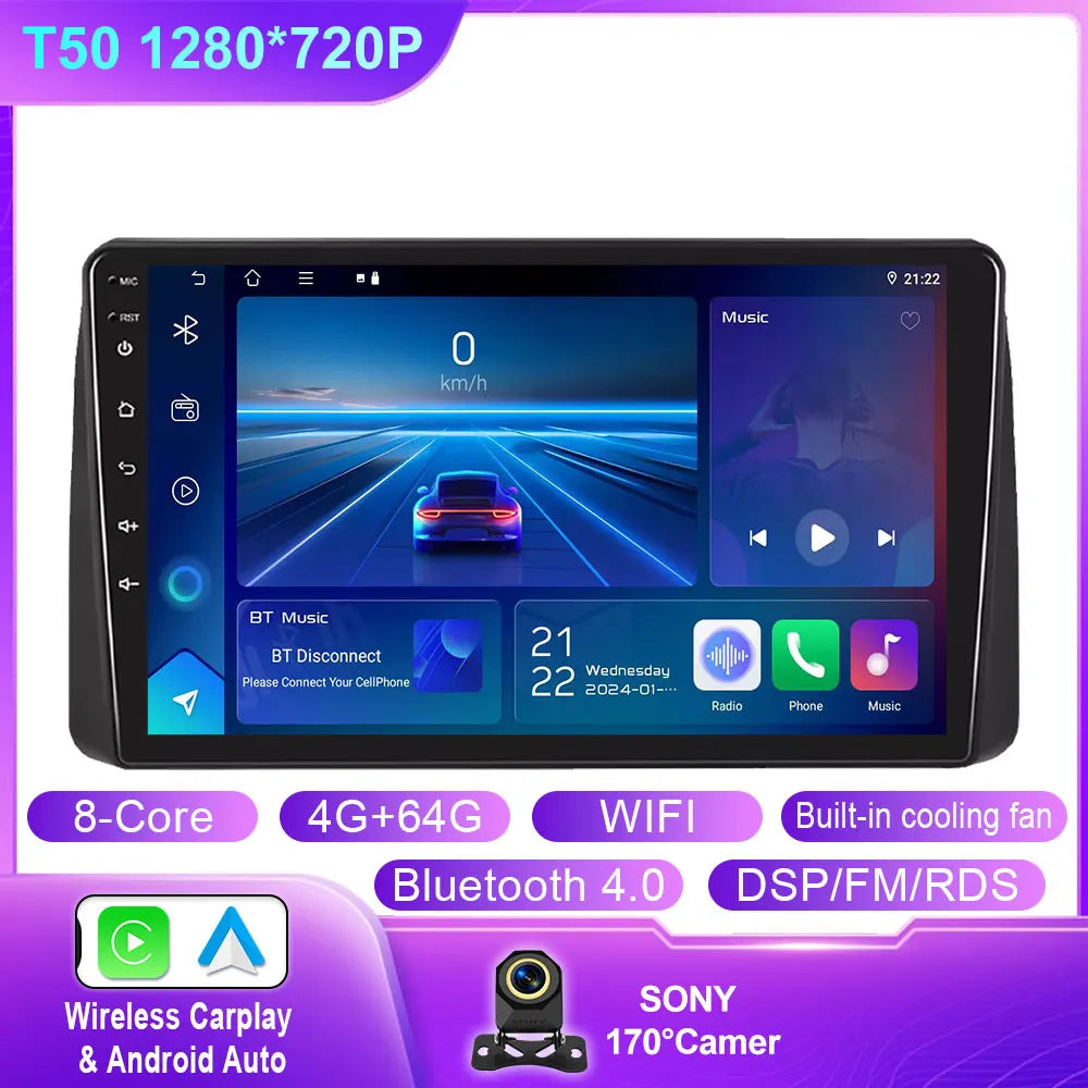 For Dodge Grand Caravan 2011-2020 Carplay Android Auto Car Stereo Radio GPS Navigation Multimedia Video Player WiFi 4G No 2 Din