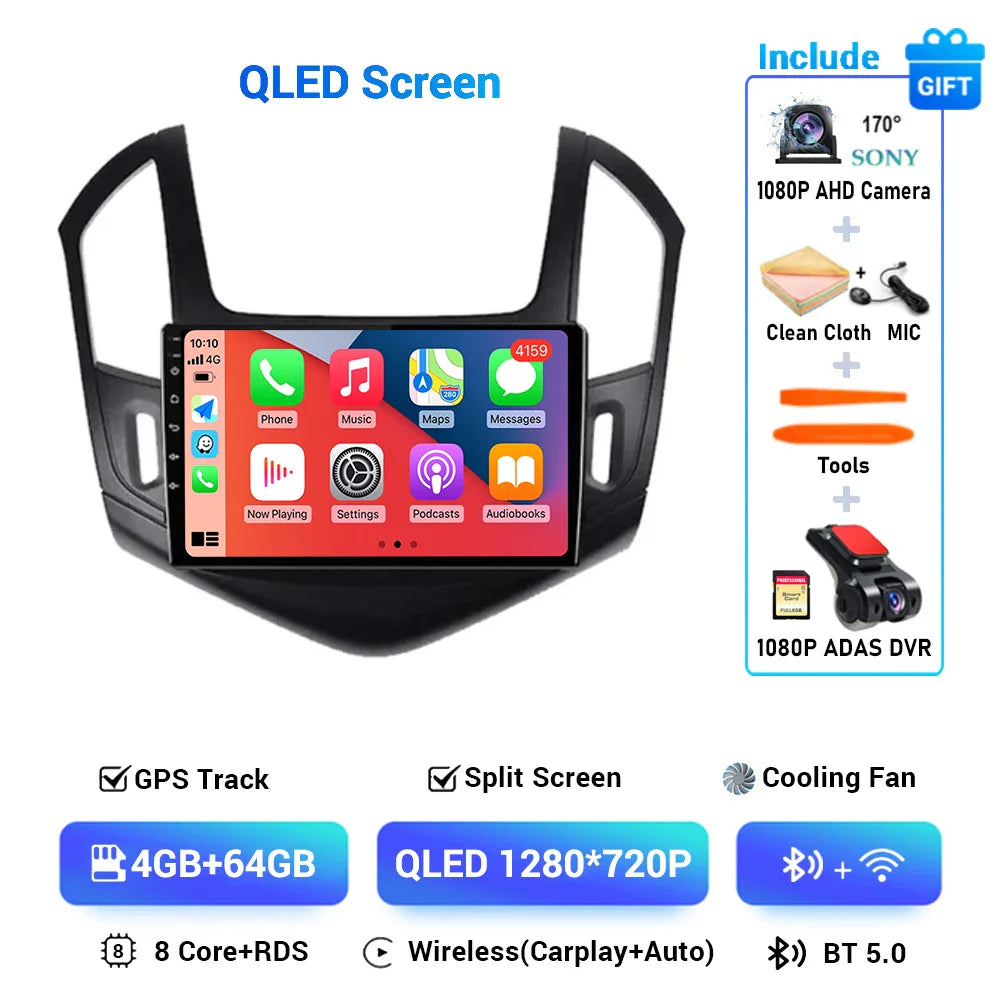 9" Android 15 Car Radio Video Player For Chevrolet Cruze J300 J308 2012 2013 2014 2015 GPS DSP Serero Auto Carplay 8G 1256G